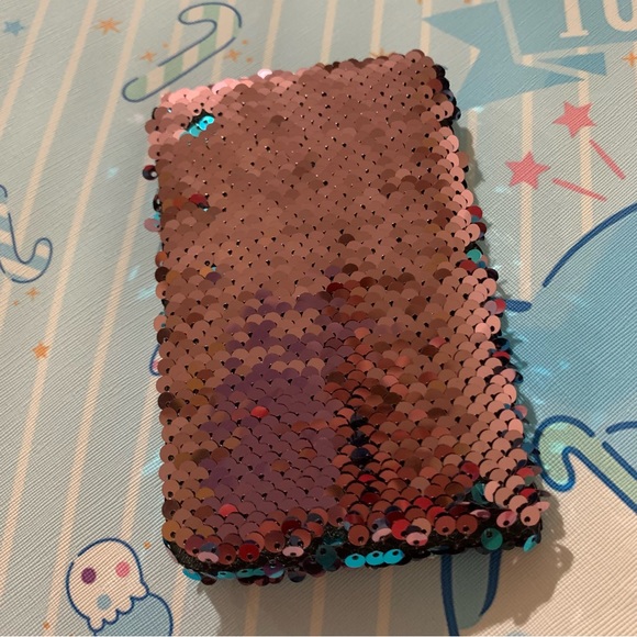 Turquoise Mermaid Reversible Flip Sequin Mini Notebook Journal - Picture 2 of 16